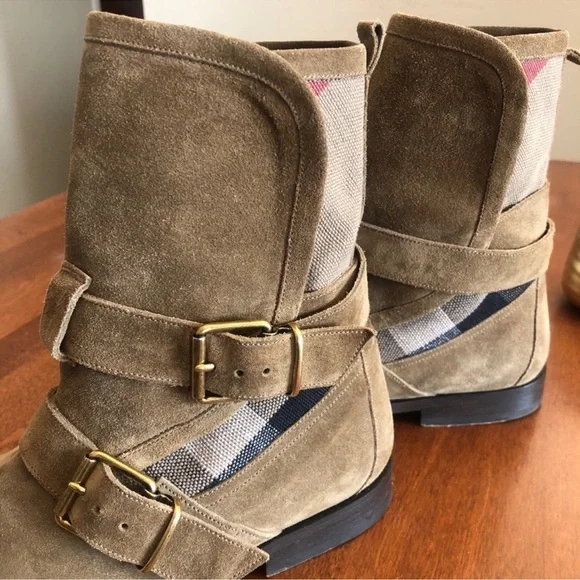 Burberry Tan Suede Combat Boots - Picture 5 of 13